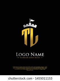 initial TL letter with shield style logo template vector