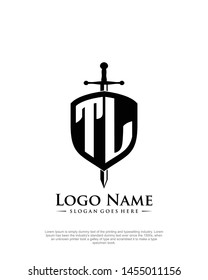 initial TL letter with shield style logo template vector