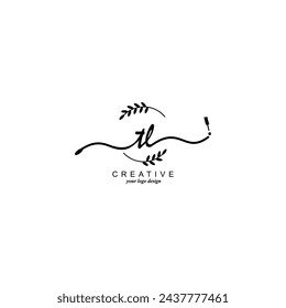 Initial TL logo handwriting botanical branding typography