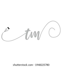 Initial TM logo handwriting business illustration fashion simple