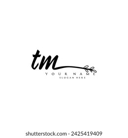 Initial TM logo handwriting floral typography ornament