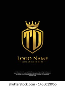 initial TO, TD letter with shield style logo template vector