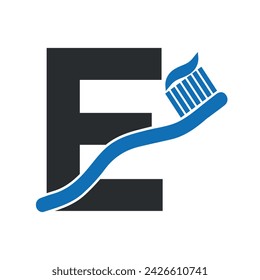 Initial Toothbrush Logo combine with letter E vector template