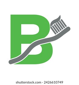Initial Toothbrush Logo combine with letter B vector template