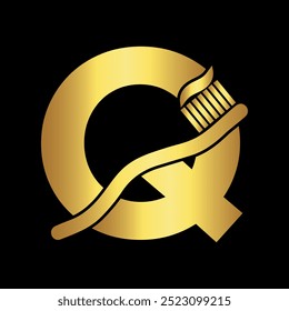Initial Toothbrush Logo combine with letter Q vector template