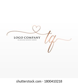 Initial TQ beauty monogram and elegant logo design, handwriting logo of initial signature, wedding, fashion, floral and botanical with creative template.