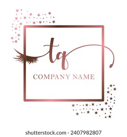 Initial TQ calligraphy company eye and eyelash handwriting