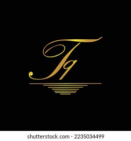 Initial TQ logo signature elegant gold element