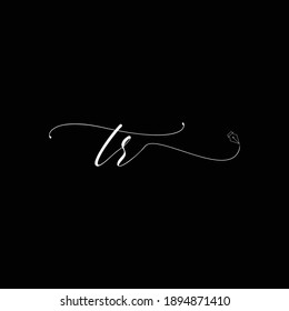 Moda comercial de la escritura a mano del logotipo del TR inicial simple