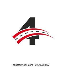 Initial Transport Logo On 4 Letter Concept. Minimal 4 Letter Road Logo Design Template