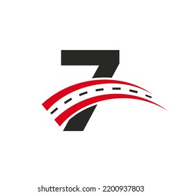 Logotipo De Transporte Inicial En El Concepto De 7 Cartas. Plantilla mínima de diseño de logotipo de carretera de 7 letras