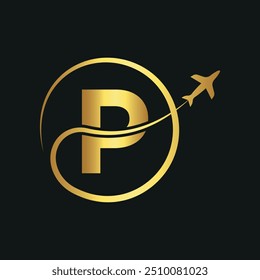 Initial travel Logo combine with letter P vector template