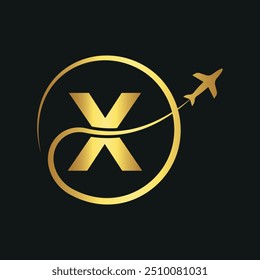 Initial travel Logo combine with letter X vector template