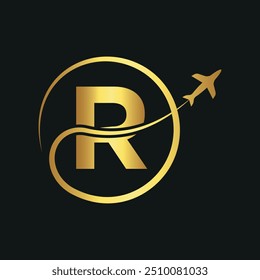 Initial travel Logo combine with letter R vector template