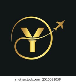 Initial travel Logo combine with letter Y vector template