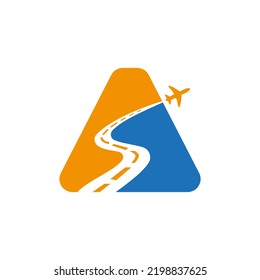 Initial A Travel Logo Design Based Alphabet Airplane Concept Vector Template