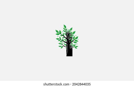 Initial I Tree Letter Logo Design with Tree Branches. Tree Letter Design with Minimalist Creative Style