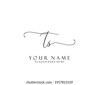 Initial TS beauty monogram and elegant logo design, handwriting logo of initial signature, wedding, fashion, floral and botanical with creative template.