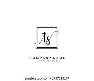 Initial TS beauty monogram and elegant logo design, handwriting logo of initial signature, wedding, fashion, floral and botanical with creative template.