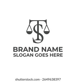 Initial TS Law Firm Logo Elegant Justice Scale Monogram for Legal and Attorney Branding