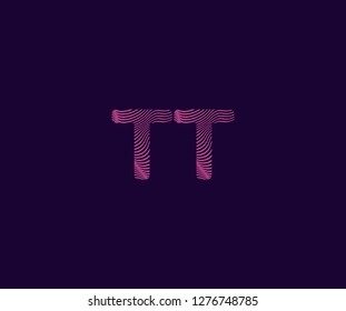 Initial TT letter typography abstract dinamic grunge stripes wavy effect monogram logotype