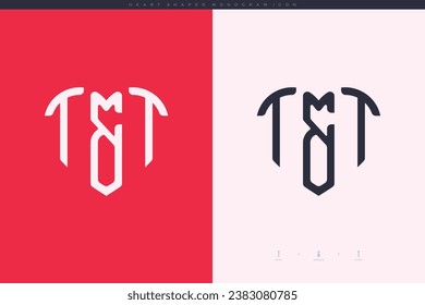 letras iniciales de TT con el corazón rojo y el amor logotipo de icono plano concepto de monograma