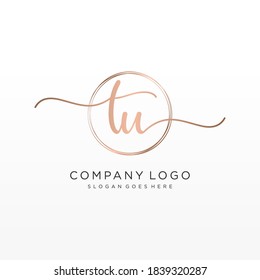 Initial TU beauty monogram and elegant logo design, handwriting logo of initial signature, wedding, fashion, floral and botanical with creative template.