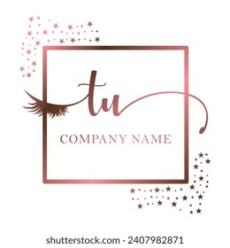 Initial TU calligraphy company eye and eyelash handwriting