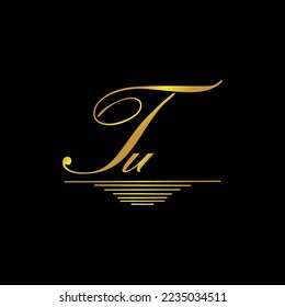 Initial TU logo signature elegant gold element