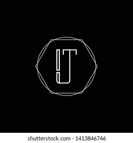 Initial TU UT IU IT letter logo design in black background