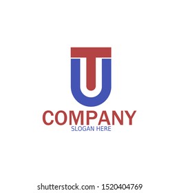 Initial TU, UT Logo monogram design template. Simple line shape style modern logo.