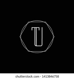 Initial TU UT T U letter logo design in black background