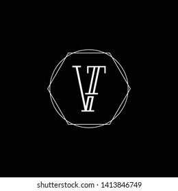 Initial TV VT V T letter logo design in black background