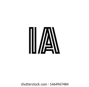 Initial two letter black line shape logo vector IA