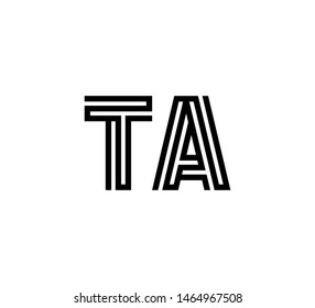 Initial two letter black line shape logo vector TA