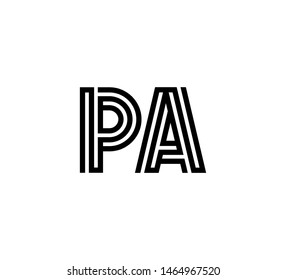 Initial two letter black line shape logo vector PA