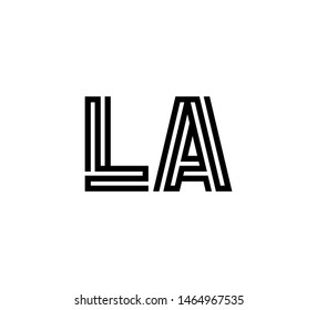 Initial two letter black line shape logo vector LA