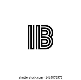 Initial two letter black line shape logo vector IB