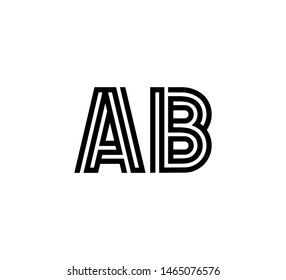 Initial two letter black line shape logo vector AB