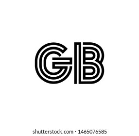 Initial two letter black line shape logo vector GB