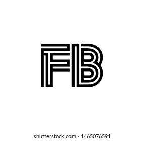 Initial two letter black line shape logo vector FB