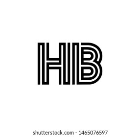 Initial two letter black line shape logo vector HB