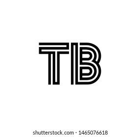 Initial two letter black line shape logo vector TB