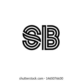 Initial two letter black line shape logo vector SB