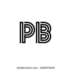 Initial two letter black line shape logo vector PB