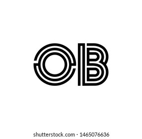 Initial two letter black line shape logo vector OB