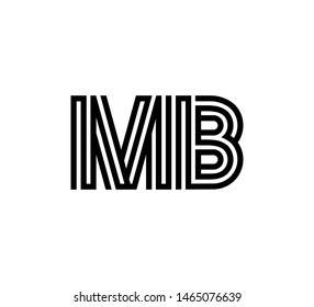 Initial two letter black line shape logo vector MB