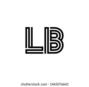 Initial two letter black line shape logo vector LB