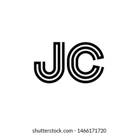 Initial two letter black line shape logo vector JC