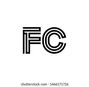 Initial two letter black line shape logo vector FC